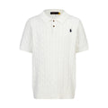 Polo Ralph Lauren Men’s Cable‑Knit Short‑Sleeve Polo Shirt With Navy Pony Embroidery