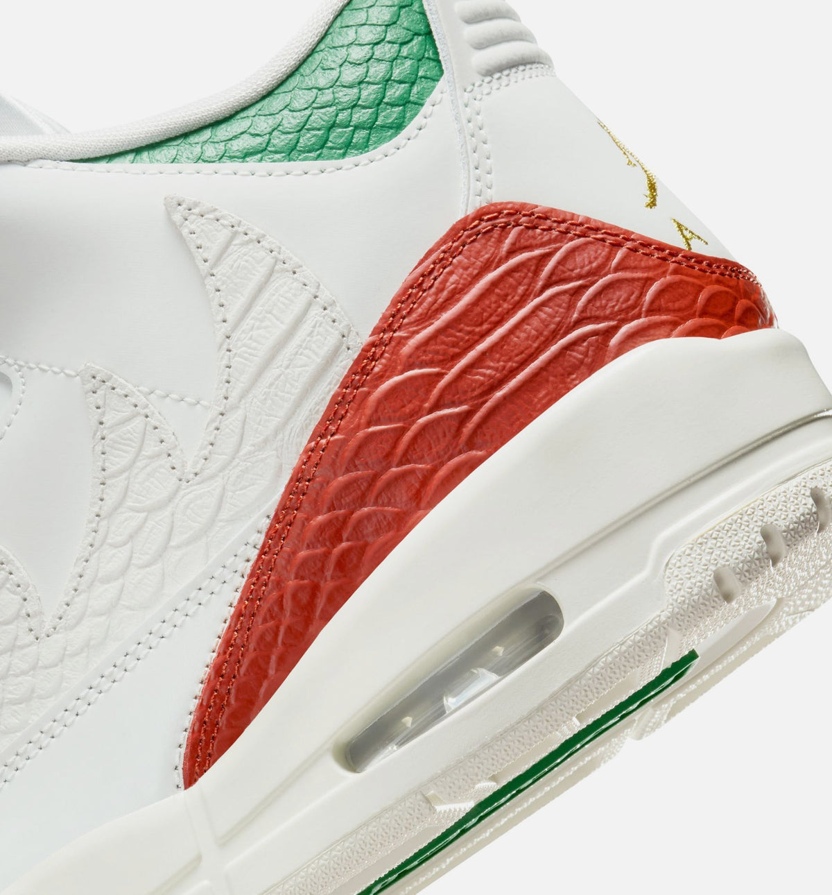 Air Jordan 3 Retro El Vuelo Men's Sneakers - White / Pine Green / Dark Red / Metallic Gold