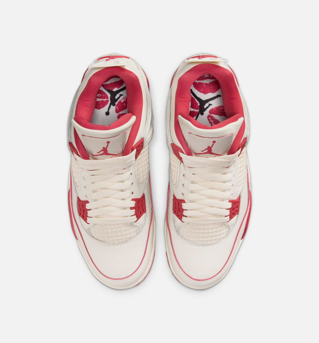 Air Jordan 4 Retro Valentine's Day Women's Shoes - Pale Ivory Sierra Red Tough Red