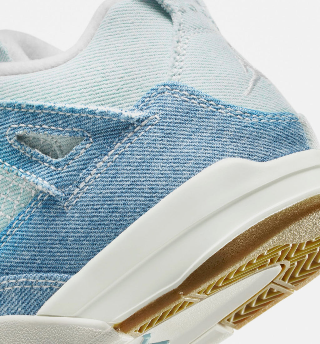 Air Jordan 4 Retro Worn Blue Preschool – Sail/Worn Blue/Metallic Gold