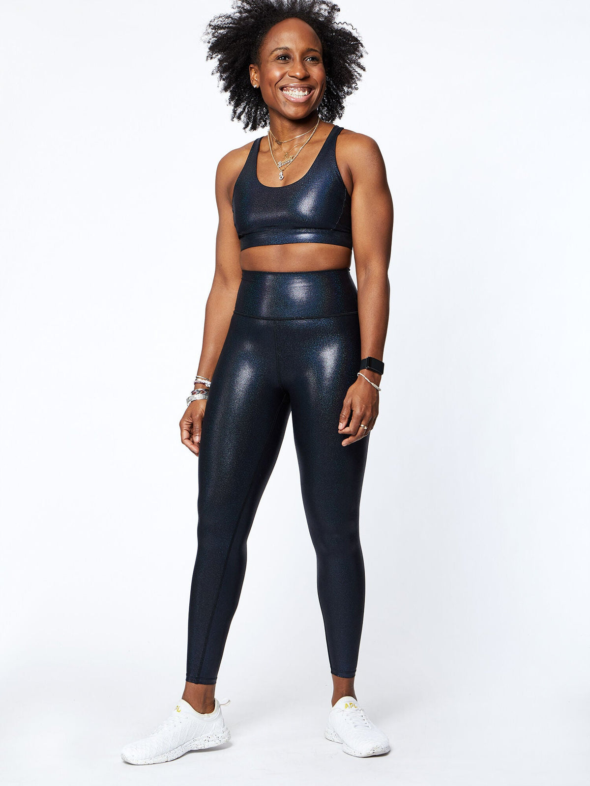 LOOPED X BACK BRA FOIL PRINT