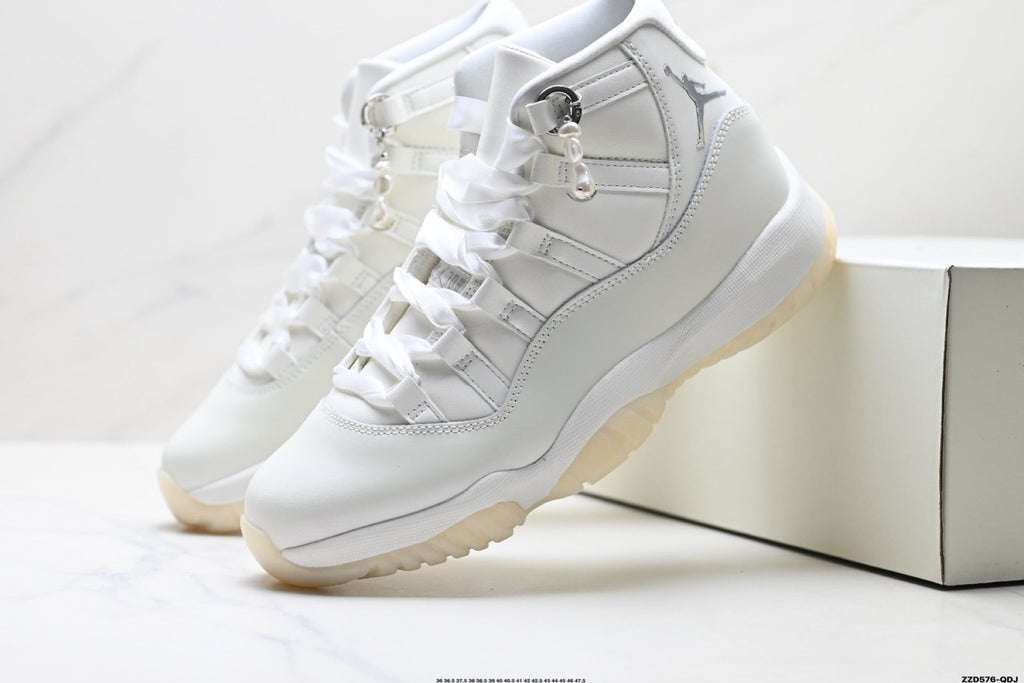 Air Jordan 11 Retro Triple White Unisex Sneakers Style 07
