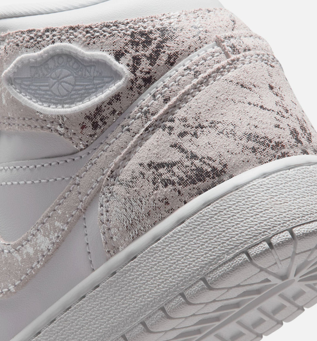 Air Jordan 1 Mid SE Grade School Lifestyle Shoes - White / Field Silver