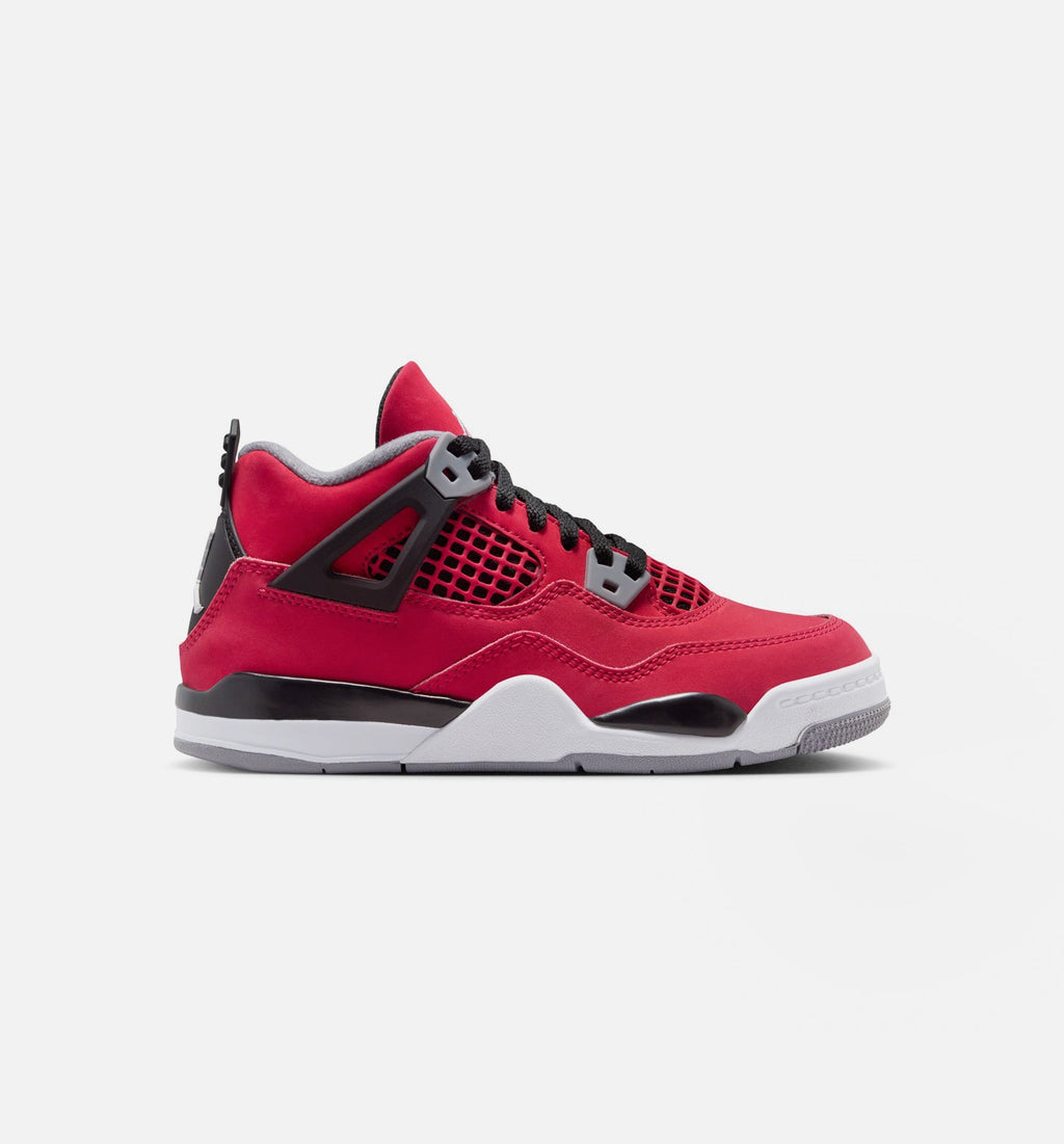 Air Jordan 4 Retro Toro Bravo Preschool Lifestyle Shoes - Fire Red/White/Black/Cement Grey