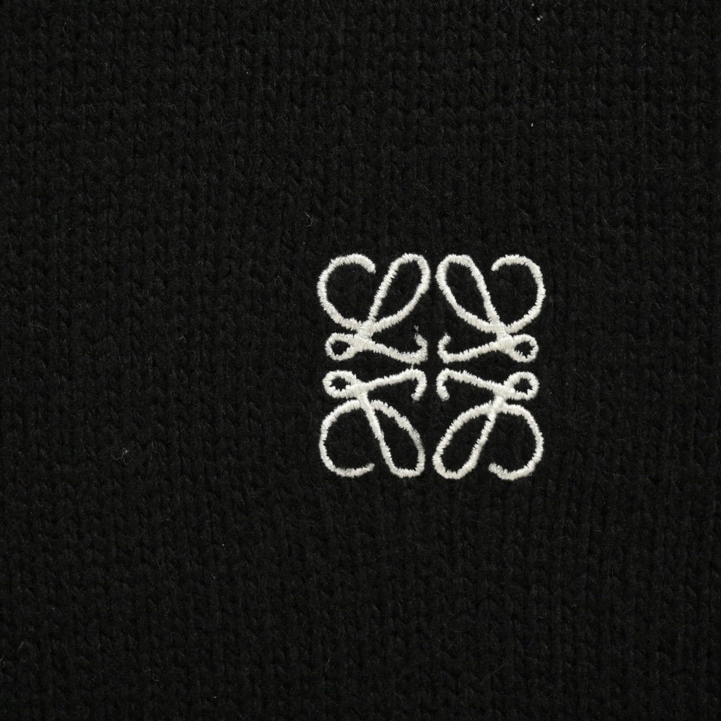 Loewe Anagram Logo Embroidered Wool Sweater In Black