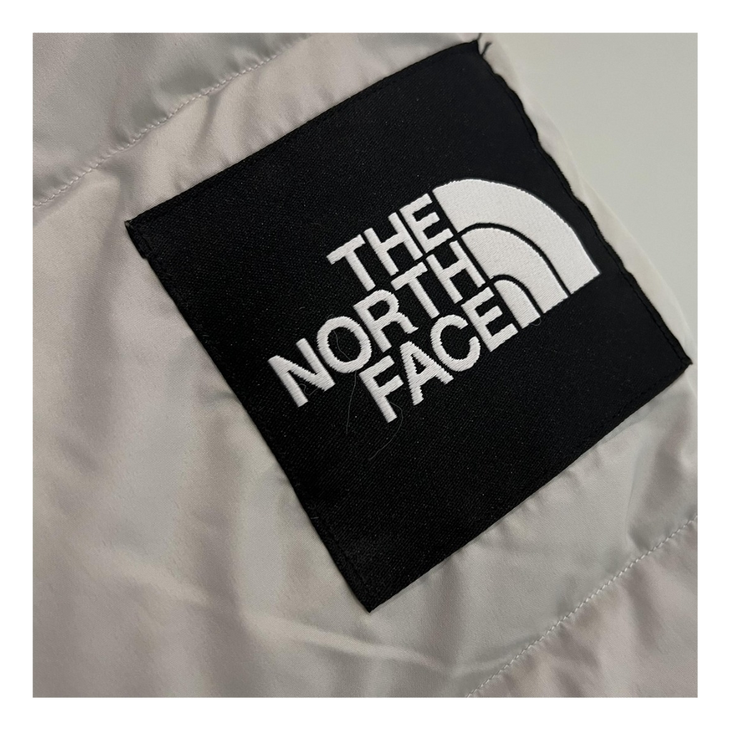 The North Face Color-Block Hooded Long Puffer Coat in Grey