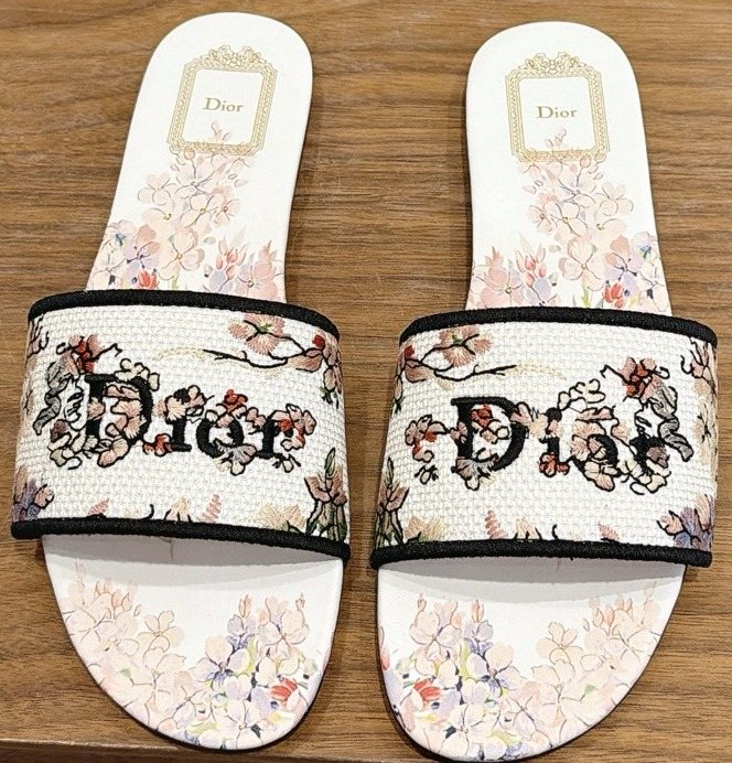 Dior Women's Floral Embroidered Slide Sandals
