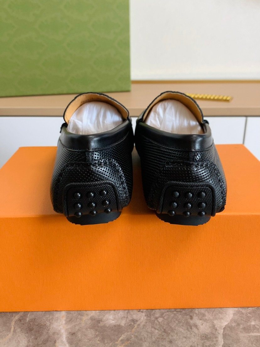 Louis Vuitton Men's Black Textured Leather Loafers