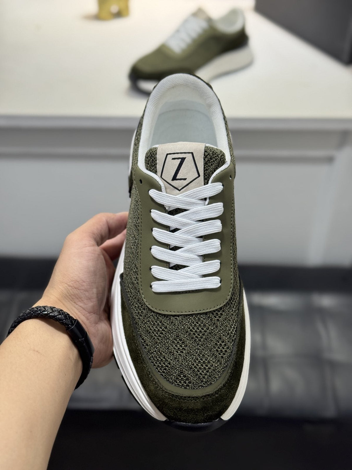 Zegna Knit Lace-Up Sneakers