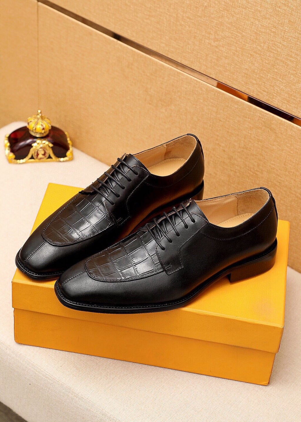 Louis Vuitton Crocodile-Embossed Lace-Up Dress Shoes
