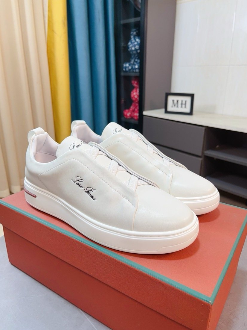 Loro Piana Contrast Stripe Low-Top Sneakers