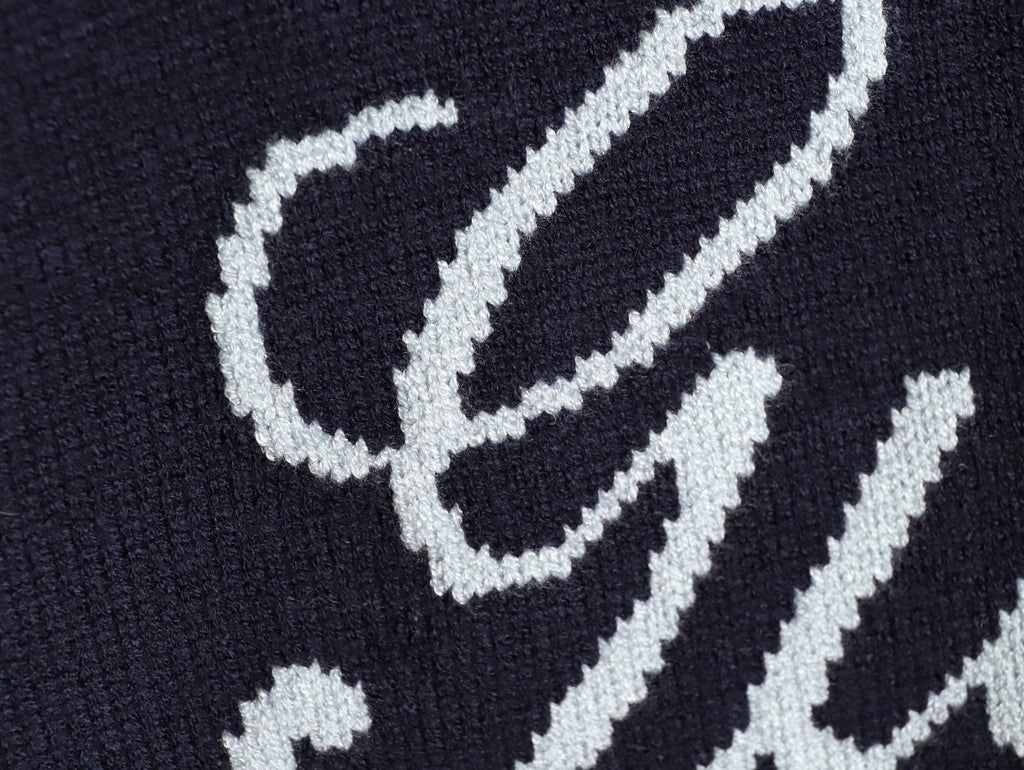 Gucci Signature-Logo Crewneck Sweater - Navy